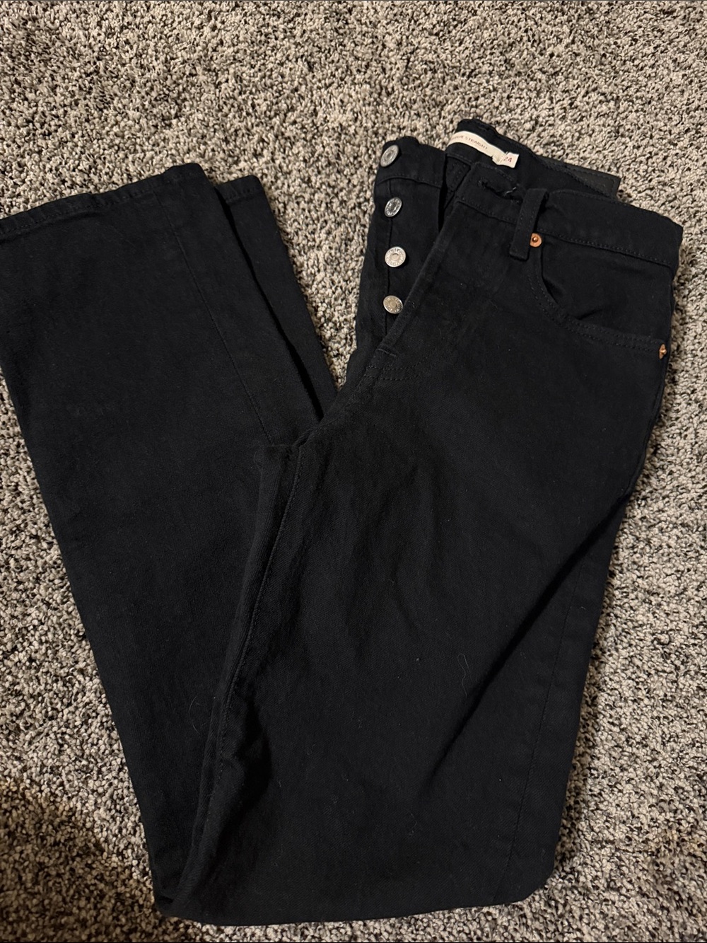 Levi's Black Straight-Leg Jeans with Button Fly